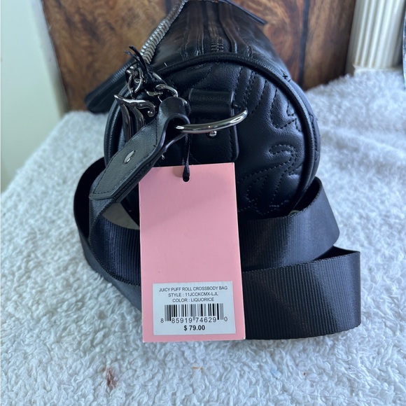 Juicy Couture set 2 Black Quilted Barrel Crossbody Bag/ID Card Wallet $80 NWT - Picture 6 of 10